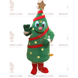 Costume de mascotte BIGGYMONKEY™ de sapin de Noël enjoué avec