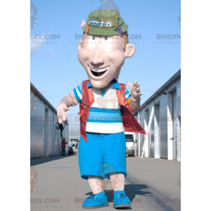 Vacationer Fisherman Man BIGGYMONKEY™ Mascot Costume -
