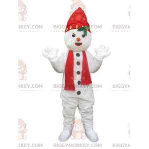 BIGGYMONKEY™ Snowman Mascot Costume with Hat and Red Scarf - Human Mascots - BIGGYMONKEY_014318 - BiggyMonkey.com