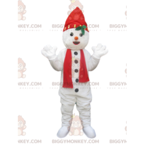 BIGGYMONKEY™ Snowman Mascot Costume with Hat and Red Scarf - Human Mascots - BIGGYMONKEY_014318 - BiggyMonkey.com