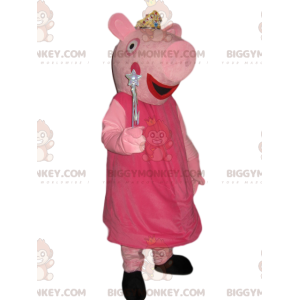 Costume de mascotte BIGGYMONKEY™ de Peppa Pig avec une couronne