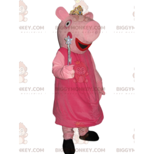 Στολή μασκότ Peppa Pig BIGGYMONKEY™ με ασημένιο στέμμα και