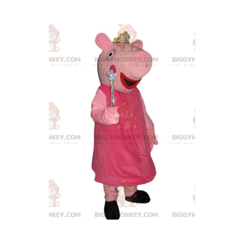 Peppa Pig BIGGYMONKEY™ Mascot Costume with Silver Crown and