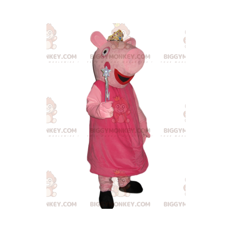 Peppa Pig BIGGYMONKEY™ maskotdräkt med silverkrona och