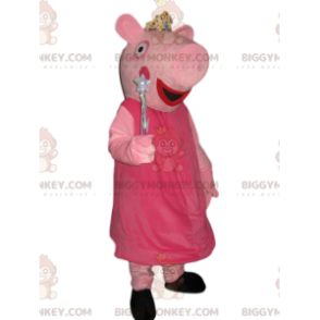 Peppa Pig BIGGYMONKEY™ maskotdräkt med silverkrona och