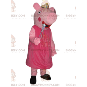 Peppa Pig BIGGYMONKEY™ Mascot Costume with Silver Crown and