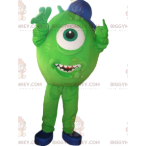 BIGGYMONKEY™ Mascot Costume Green Cyclops with Blue Cap -