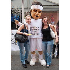 BIGGYMONKEY™ Sportsman tennisspelare maskotdräkt i vita kläder