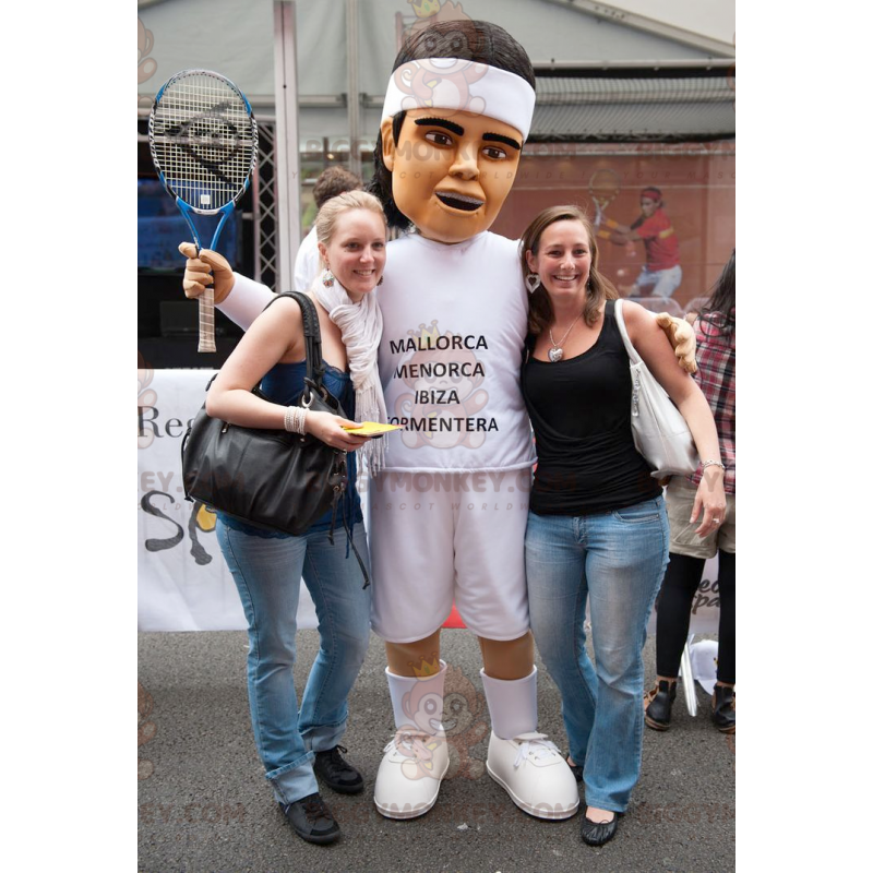 BIGGYMONKEY™ Sportsman tennisspelare maskotdräkt i vita kläder BIGGYMONKEY™ Sportsman tennisspelare maskotdräkt i vita kläder