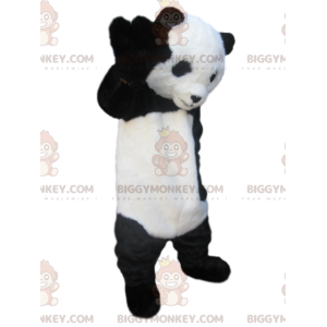 BIGGYMONKEY™ maskottiasu mustavalkoisesta pandasta, jossa on