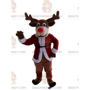 BIGGYMONKEY™ Renmaskotdräkt med vacker röd näsa - Hjort- och doe-maskot - BIGGYMONKEY_014328 - BiggyMonkey.com