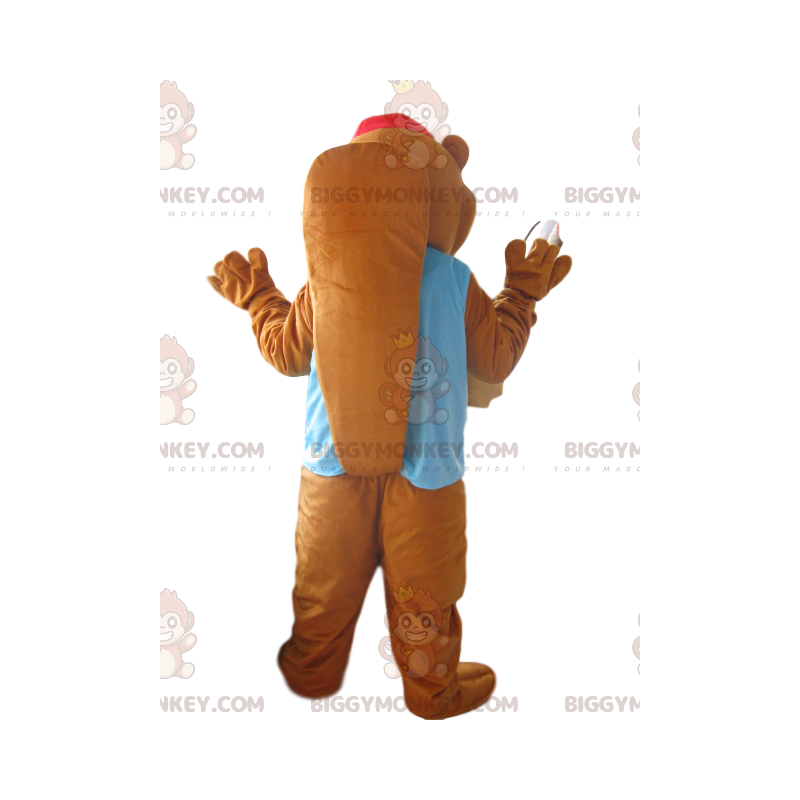 Costume de mascotte BIGGYMONKEY™ de castor marron avec une Costume de mascotte BIGGYMONKEY™ de castor marron avec une