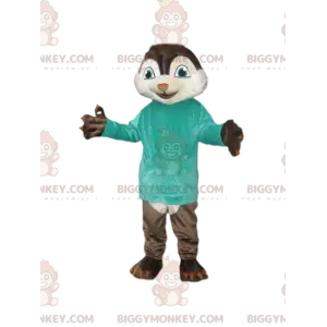 Eichhörnchen BIGGYMONKEY™ Maskottchenkostüm mit blauem T-Shirt