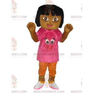 Dora the Explorer BIGGYMONKEY™ maskottiasu Fushia T-paidalla ja