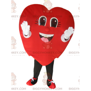 Very Smiling Red Velvet Heart BIGGYMONKEY™ Mascot Costume -