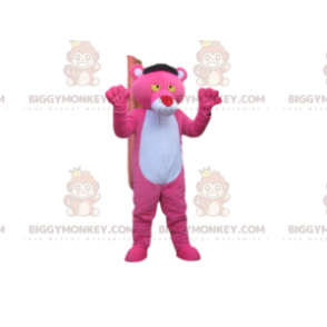 BIGGYMONKEY™ Mascottekostuum Pink Panther met grote rode neus -