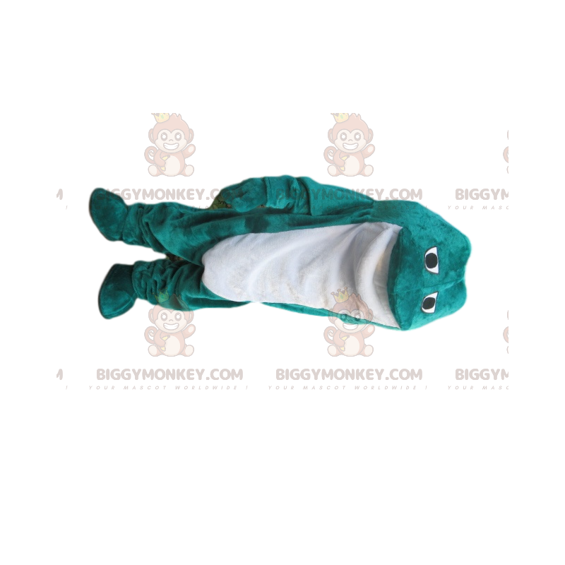 Costume de mascotte BIGGYMONKEY™ de grenouille bleue et blanche Costume de mascotte BIGGYMONKEY™ de grenouille bleue et blanche