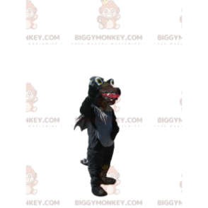 BIGGYMONKEY™ Μασκότ Κοστούμι Μαύρο και Γκρι Δράκος με Φτερά -
