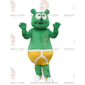 BIGGYMONKEY™ Maskottchen-Kostüm Kleiner grüner Bär mit gelben