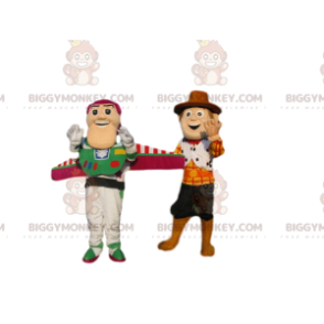Toy Story Buzz Lightyear en Woodie BIGGYMONKEY™ mascottekostuum