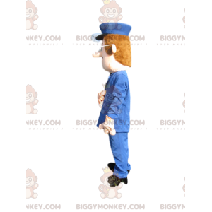 Sneeuwman BIGGYMONKEY™ mascottekostuum met blauw pak en pet -