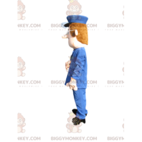 Sneeuwman BIGGYMONKEY™ mascottekostuum met blauw pak en pet - Heren mascottes - BIGGYMONKEY_014349 - BiggyMonkey.com