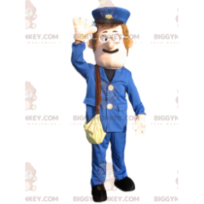 Στολή μασκότ Snowman BIGGYMONKEY™ με μπλε κοστούμι και καπέλο -