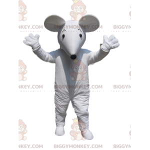 White Mouse BIGGYMONKEY™ Mascot Costume With Black Muzzle -