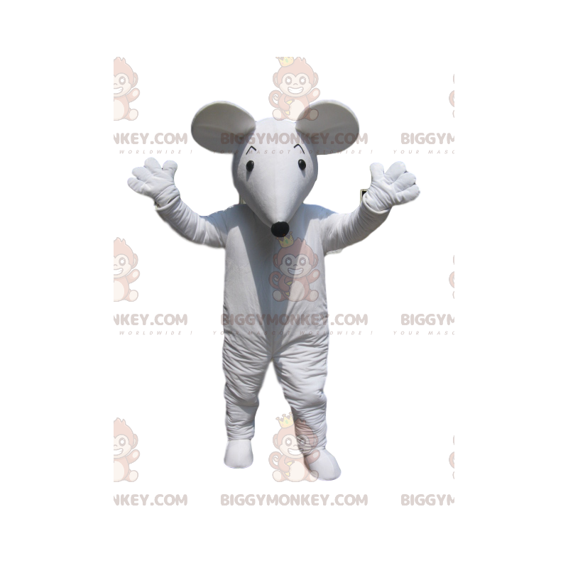 Hvid mus BIGGYMONKEY™ maskotkostume med sort næseparti - Hvid mus BIGGYMONKEY™ maskotkostume med sort næseparti -