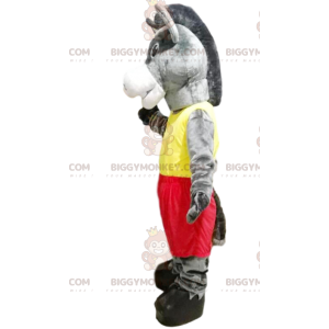 Costume de mascotte BIGGYMONKEY™ d'âne gris avec une tenue de
