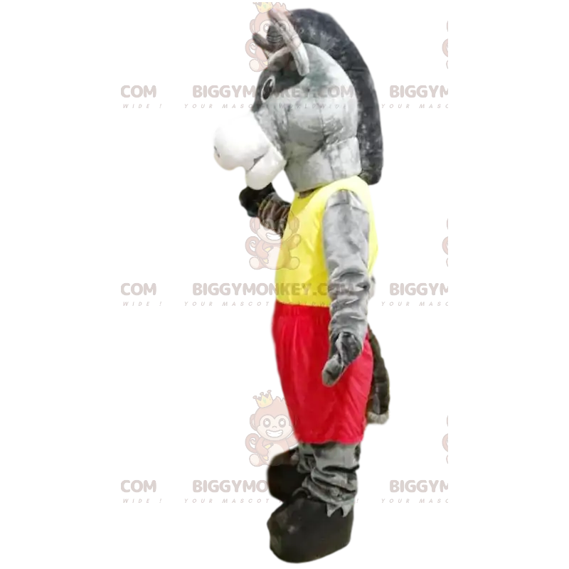 Costume de mascotte BIGGYMONKEY™ d'âne gris avec une tenue de Costume de mascotte BIGGYMONKEY™ d'âne gris avec une tenue de