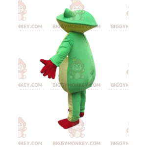 BIGGYMONKEY™ maskotkostume af grøn og gul frø med store røde