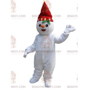 Στολή μασκότ Snowman BIGGYMONKEY™ με κόκκινο καπέλο και καρότο