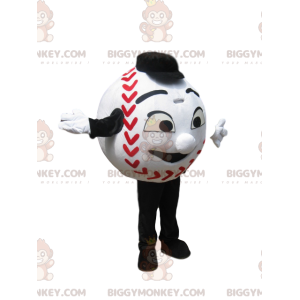 Big Smile White Baseball BIGGYMONKEY™ Maskottchen Kostüm - Maskottchen von Objekten - BIGGYMONKEY_014357 - BiggyMonkey.com