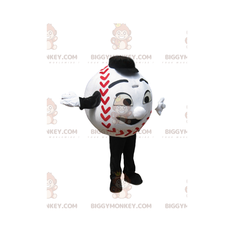 Costume de mascotte BIGGYMONKEY™ de balle de base-ball blanche Costume de mascotte BIGGYMONKEY™ de balle de base-ball blanche