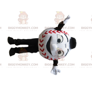 Stort leende Vit baseboll BIGGYMONKEY™ maskotdräkt -