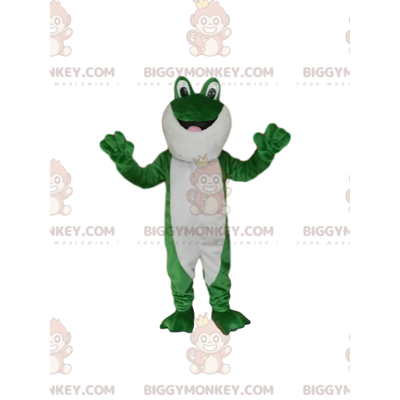 BIGGYMONKEY™ maskotkostume af grøn og hvid frø med Google-øjne!