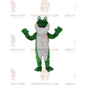 BIGGYMONKEY™ Mascot Costume of Green and White Frog with Googly