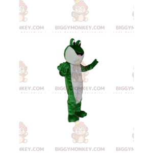 BIGGYMONKEY™ Mascot Costume of Green and White Frog with Googly