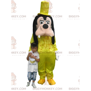 Goofy BIGGYMONKEY™ Mascot Costume with Yellow Satin Suit –
