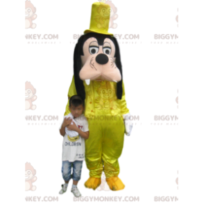Goofy BIGGYMONKEY™ Maskottchenkostüm mit gelbem Satinanzug -