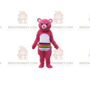 BIGGYMONKEY™ mascot costume of fuchsia care bears with lines on