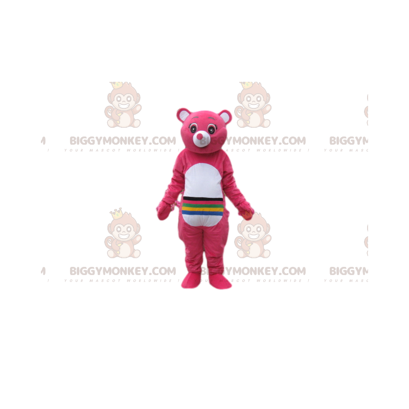 BIGGYMONKEY™ mascot costume of fuchsia care bears with lines on