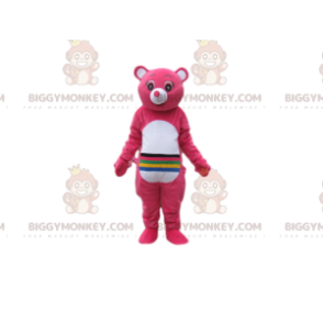 Kostým maskota BIGGYMONKEY™ fuchsiových medvídků s rýhami na