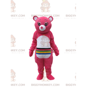 BIGGYMONKEY™ mascot costume of fuchsia care bears with lines on