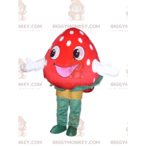  Costume da mascotte BIGGYMONKEY™ Fragola con un sorriso raggiante. costume da fragola - Mascotte della frutta - BiggyMonkey.com