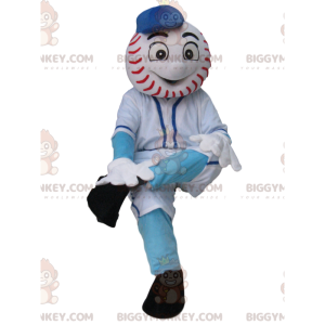 Snowman BIGGYMONKEY™ Mascot Costume with Baseball Ball Head -