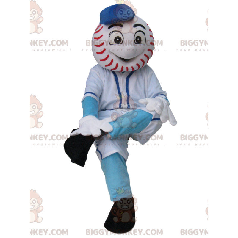 Lumiukko BIGGYMONKEY™ maskottiasu baseball-pallopäällä - Lumiukko BIGGYMONKEY™ maskottiasu baseball-pallopäällä -