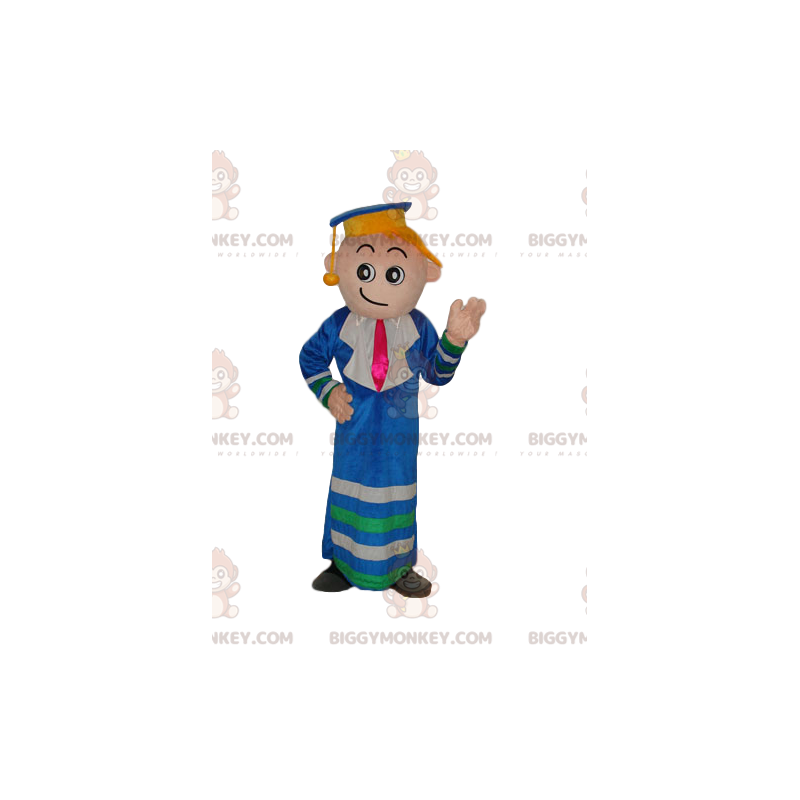 Traje de mascote Graduate Boy BIGGYMONKEY™ com vestido e Traje de mascote Graduate Boy BIGGYMONKEY™ com vestido e