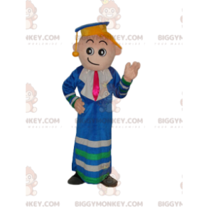 Disfraz de mascota BIGGYMONKEY™ de niño graduado con bata y tocado azul - Mascotas de niños y niñas - BiggyMonkey.com